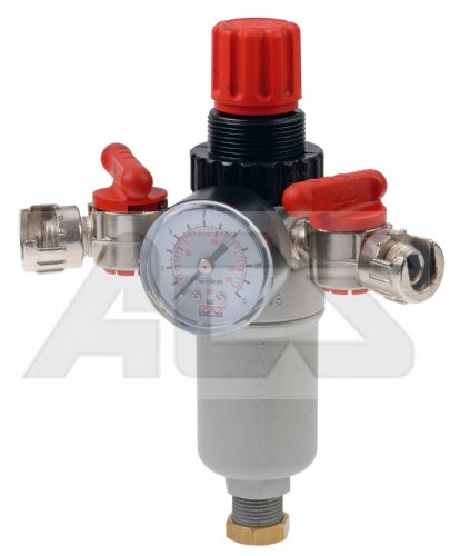 Twin Outlet Air Compressor Regulator with Integrated Pressure Gauge