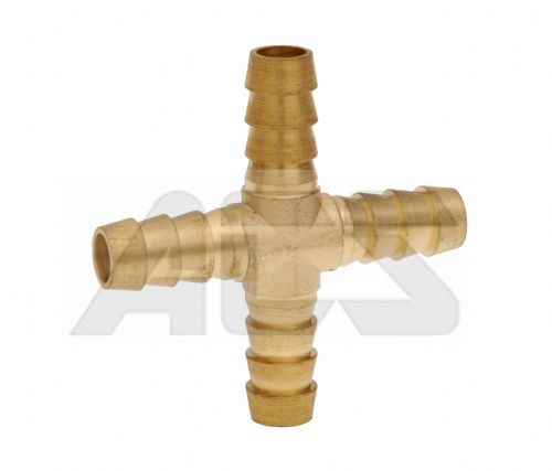 Hose Tail Cross - Brass 1/4